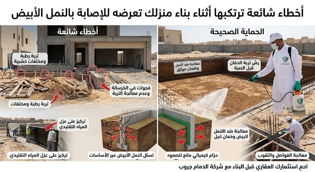 أخطاء شائعة ترتكبها أثناء بناء منزلك تعرضه للإصابة بالنمل الأبيض